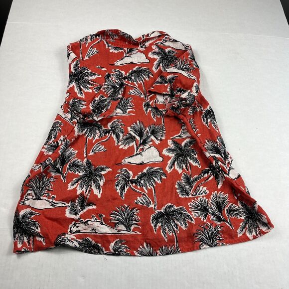 Tahari Liinen Flax Short Sleeve Shirt Tropical Hawaiian Coastal Top Casual Large - Picture 8 of 9